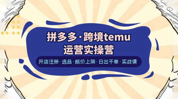 拼多多 · 跨境 Temu 运营实操营：开店注册、选品、核价上架、日出千单、实战课 - 入巷拾玖