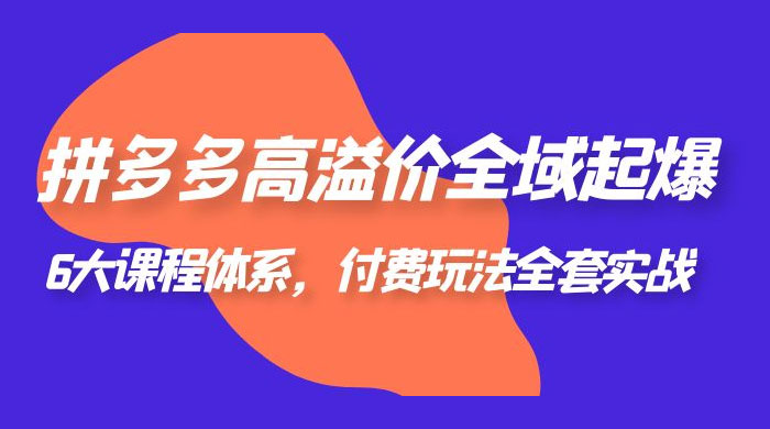 拼多多高溢价全域起爆：6 大课程体系，付费玩法全套实战 - 入巷拾玖