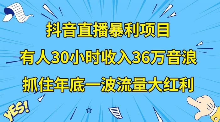 抖音直播暴利项目，有人 30 小时收入 36 万音浪，公司宣传片年会视频制作，抓住年底一波流量大红利 - 入巷拾玖
