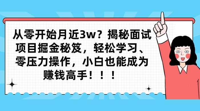 从零开始月入近3w？揭秘面试项目掘金秘笈，轻松学习、零压力操作，小白也能成为赚钱高手 - 入巷拾玖