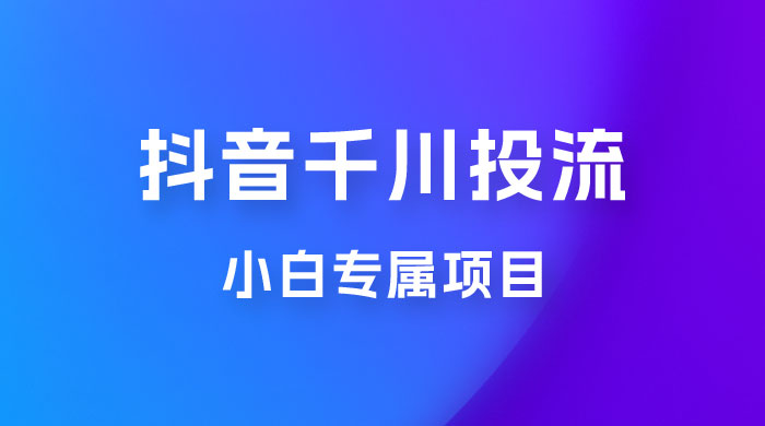 小白专属项目，暴力日入过千抖音千川投流 - 入巷拾玖