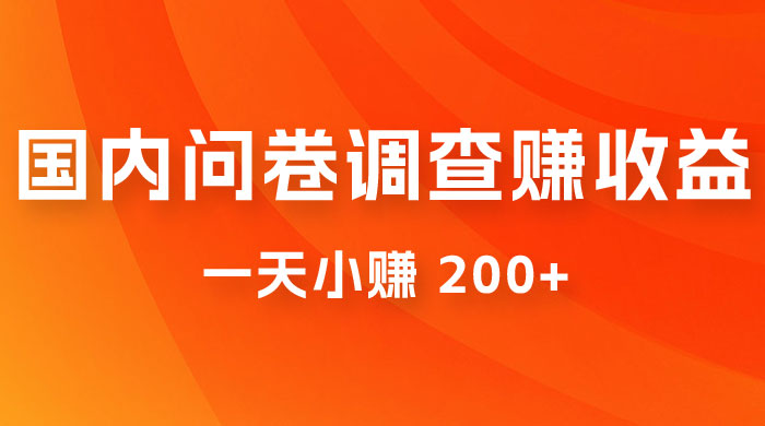 国内问卷调查赚收益，一天小赚 200+，小白随便上手 - 入巷拾玖