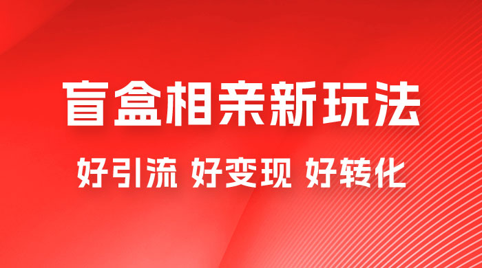 盲盒相亲新玩法：适合新手小白，一部手机可以做，轻松日入 500+ - 入巷拾玖