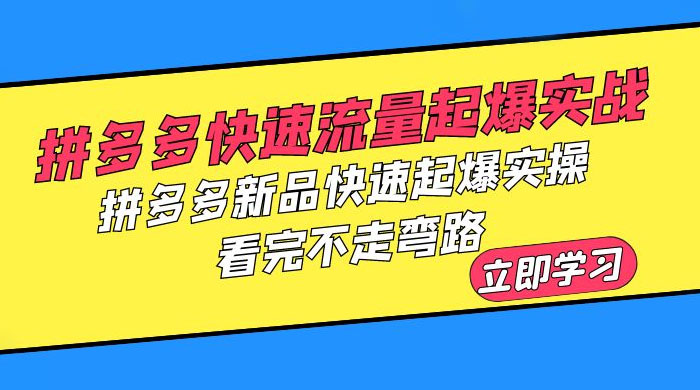 拼多多 · 快速流量起爆实战：拼多多新品快速起爆实操，看完不走弯路 - 入巷拾玖