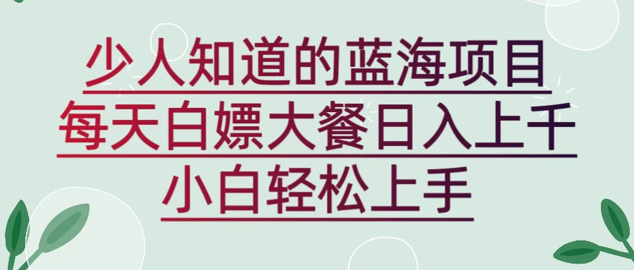 新蓝海长期项目，白嫖大餐日入上千，小白轻松上手 - 入巷拾玖