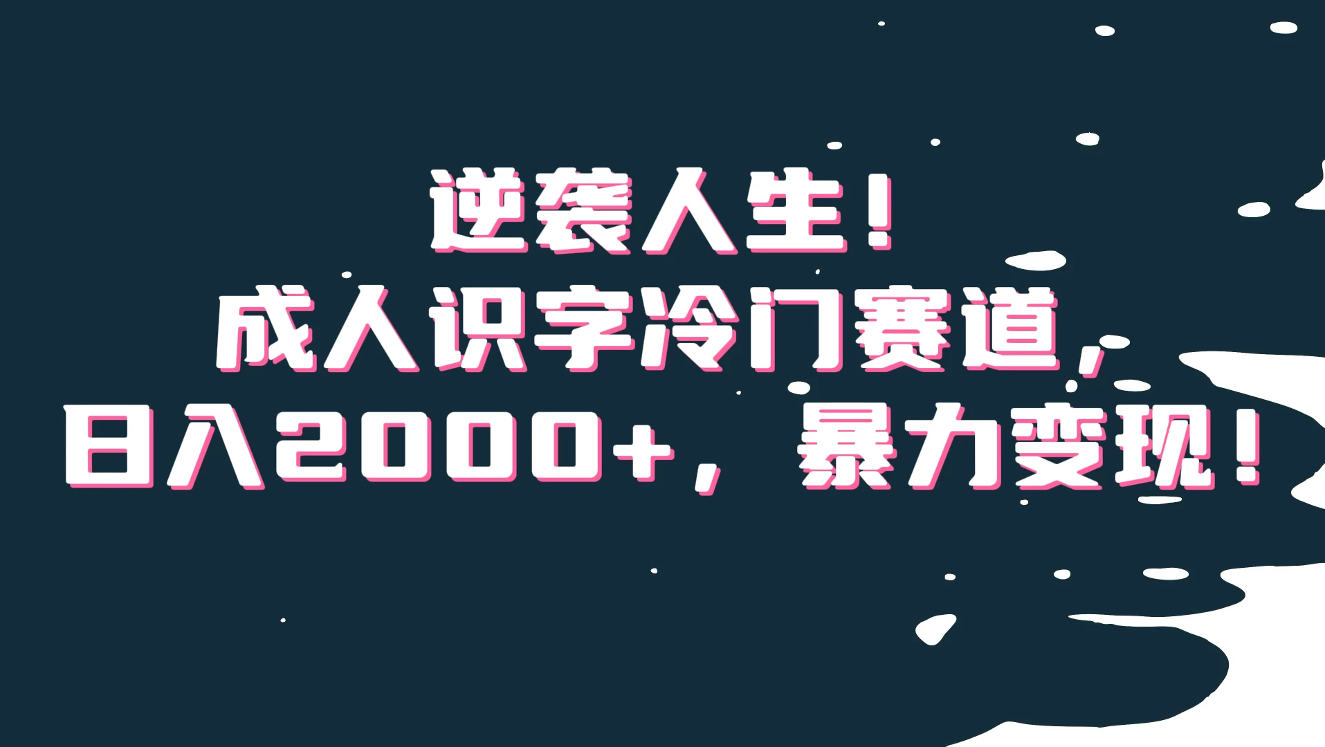 逆袭人生！成人识字冷门赛道，日入2000+，暴力变现 - 入巷拾玖