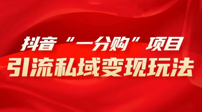 抖音“一分购”项目，引流私域变现玩法 - 入巷拾玖