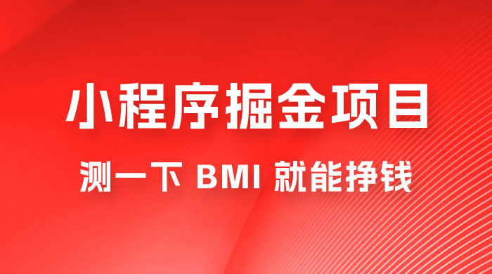 日入 300+ 的小程序掘金项目，测一下 BMI 就能挣钱 - 入巷拾玖