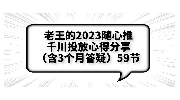 老王的 2023 随心推 + 千川投放心得分享 3 个月答疑「 59 节」 - 入巷拾玖