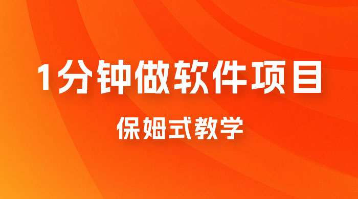 1 分钟做软件项目。有人靠这个已经赚 10W。保姆式教学，外面收费 3980 - 入巷拾玖