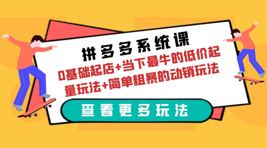 拼多多系统课：0 基础起店+当下最牛的低价起量玩法+简单粗暴的动销玩法 - 入巷拾玖