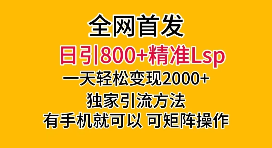 日引 800+ 精准老色批，一天变现 2000+，独家引流方法，可矩阵操作，月入 5W+ - 入巷拾玖
