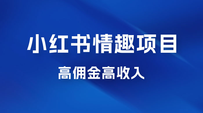 最新小红书情趣项目，日入千，高佣金高收入，操作简单，长期稳定 - 入巷拾玖