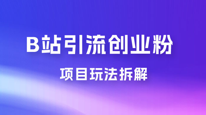 B 站引流日引流 100+ 创业粉项目拆解超简单 2 分钟上手 - 入巷拾玖