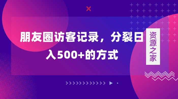朋友圈访客记录，分裂日入500+，变现加分裂 - 入巷拾玖