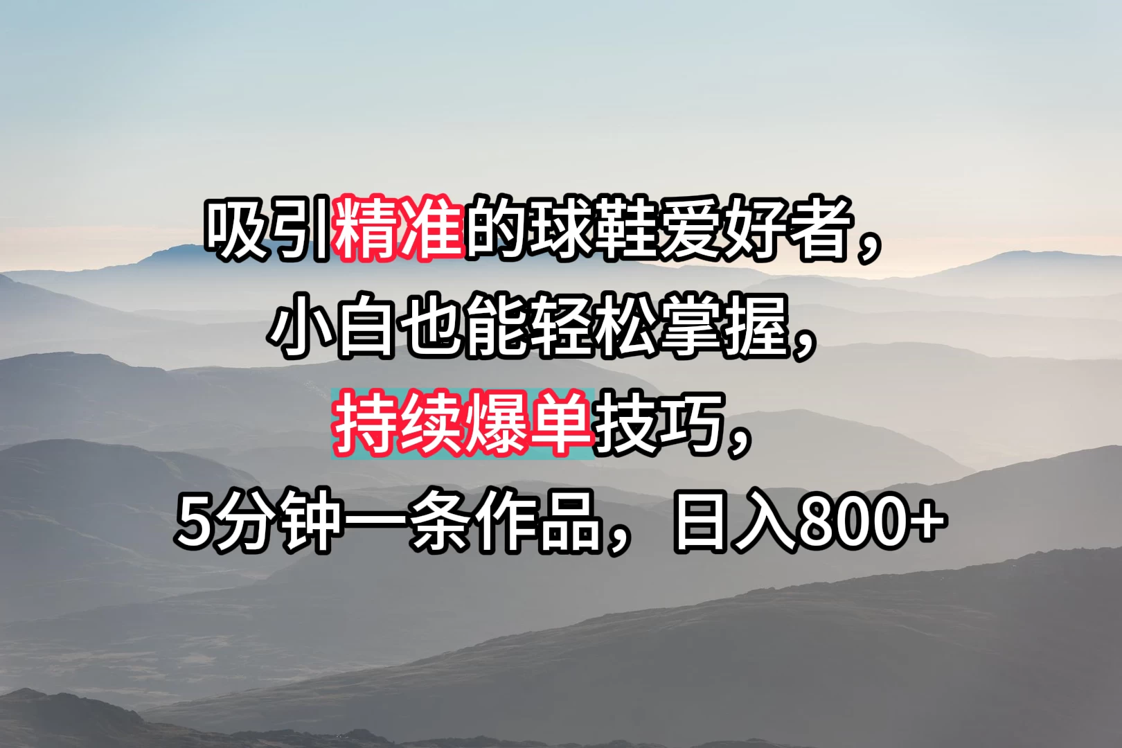 吸引精准的球鞋爱好者，小白也能轻松掌握，持续爆单技巧，5分钟一条作品，日入800+ - 入巷拾玖