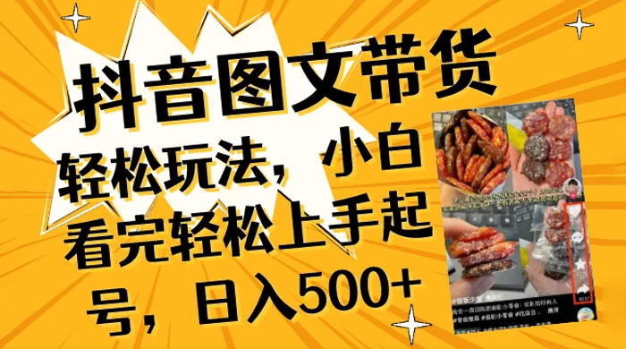 抖音图文带货轻松玩法，小白看完轻松上手起号，日入500+ - 入巷拾玖