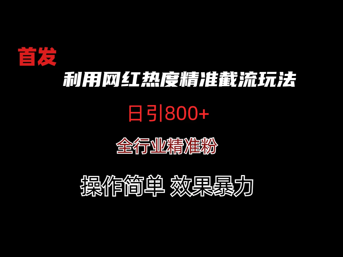 利用网红热度精准截流玩法(当日进粉800+) - 入巷拾玖