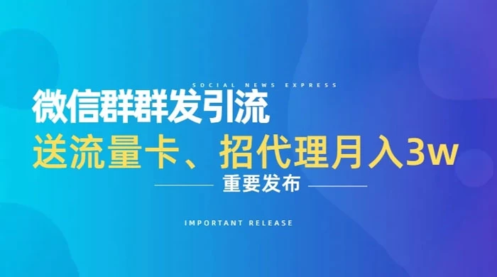 利用微信群卖流量卡，招代理，3 个月变现 11 万（附软件） - 入巷拾玖