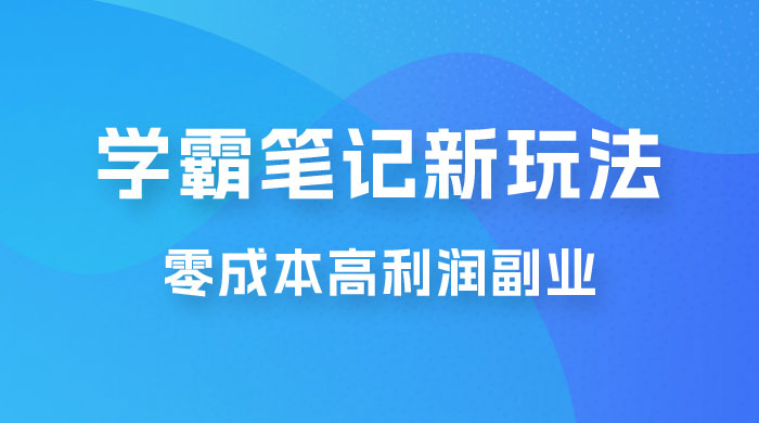 学霸笔记的新玩法：最近爆火的蓝海项目，零成本刚需的高利润副业 - 入巷拾玖
