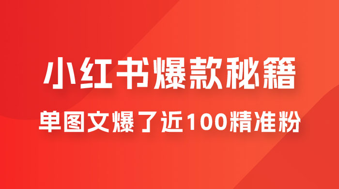 小红书单篇图文连爆秘籍，单图文爆了近 100 精准粉 - 入巷拾玖