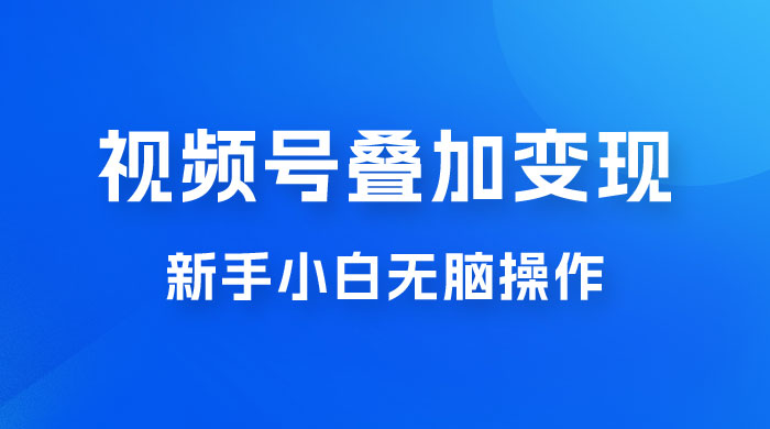 视频号叠加变现，新蓝海项目，新手小白无脑操作，日入600+ - 入巷拾玖