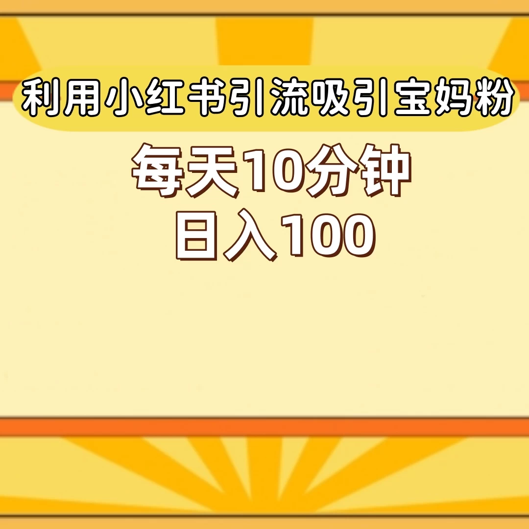 小红书引流吸引宝妈粉，每天10分钟，日入100+ - 入巷拾玖