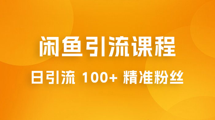 闲鱼引流课程：三个账号操作 20 分钟，日引流 100+ 精准粉丝 - 入巷拾玖