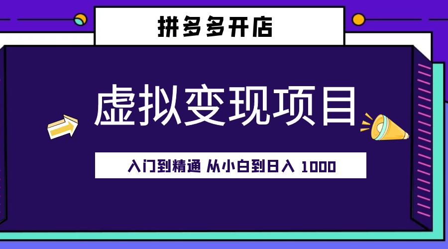 拼多多开店虚拟变现项目：入门到精通 从小白到日入 1000「完整版」 - 入巷拾玖