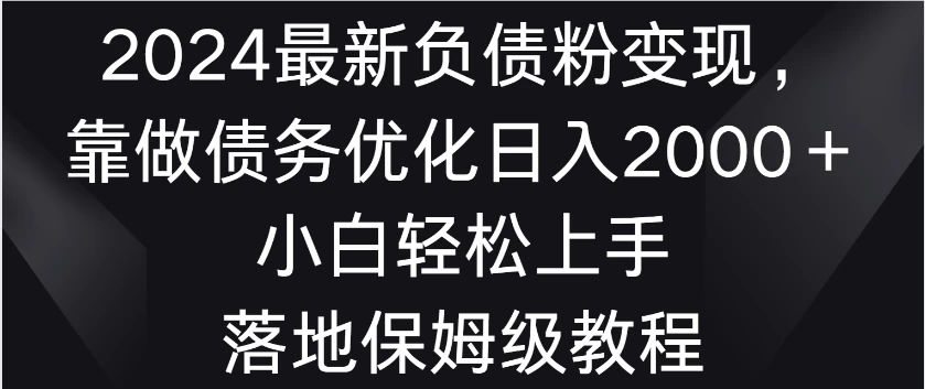2024最新负债粉变现，靠做债务优化日入2000＋小白轻松上手 落地保姆级教程 - 入巷拾玖